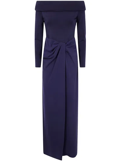 RALPH LAUREN LAUREN RALPH LAUREN "SAKARIS" LONG SLEEVES GOWN LONG DRESS