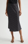Ralph Lauren Lauren  Satin Charmeuse Midi Skirt In Black