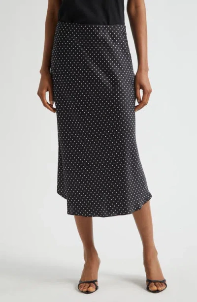 Ralph Lauren Lauren  Satin Charmeuse Midi Skirt In Black
