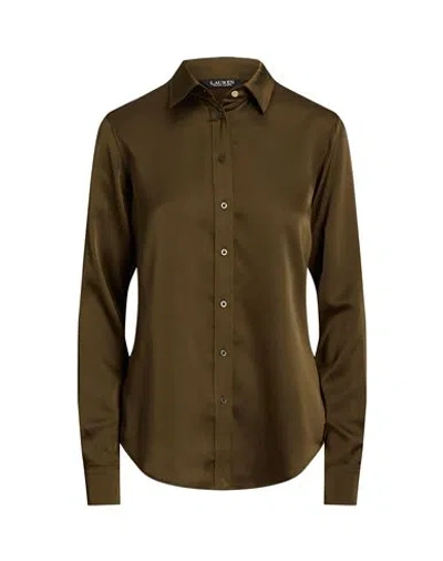 Ralph Lauren Lauren  Satin Charmeuse Shirt Woman Shirt Military Green Size Xl Recycled Polyester