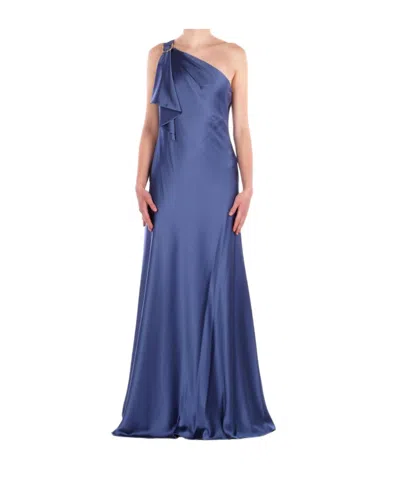 Ralph Lauren Lauren  Satin One-shoulder Gown In Blue