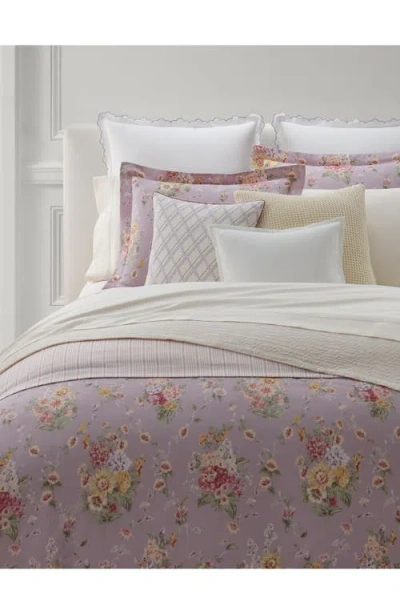 Ralph Lauren Lauren  Selina Floral & Stripe Reversible Sateen Duvet Cover & Sham Set In Pink