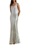 Ralph Lauren Women's Sequined Sleeveless Gown In Aqua Pearl
