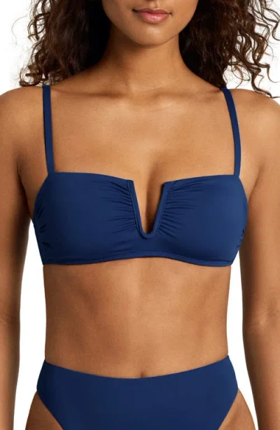 Ralph Lauren Lauren  Shirred V-wire Bikini Top In Blue