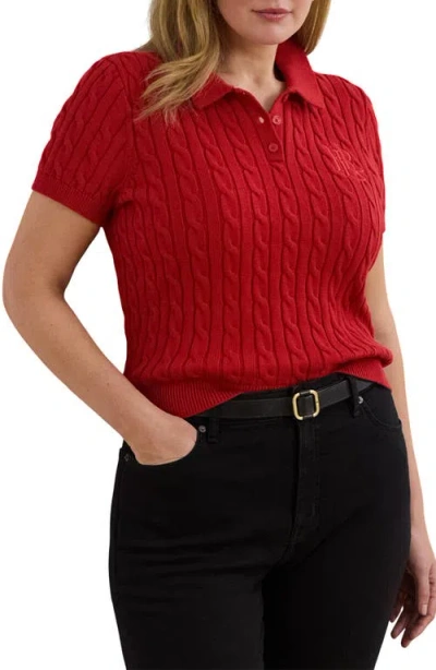 Ralph Lauren Embroidered Cable-knit Polo Shirt In Red