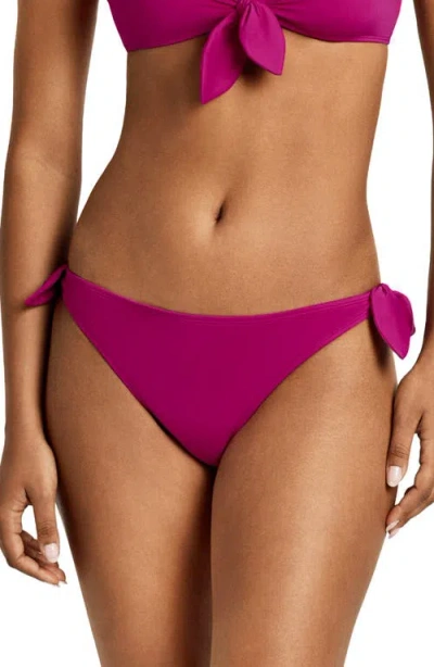 Ralph Lauren Lauren  Side Tie Scoop Hipster Bikini Bottoms In Purple