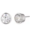 Polo Ralph Lauren Lauren Ralph Lauren Silver-tone Round Crystal Stud Earrings In White