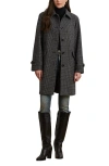 Ralph Lauren Lauren  Single Breasted Plaid Wool Blend Coat In Black