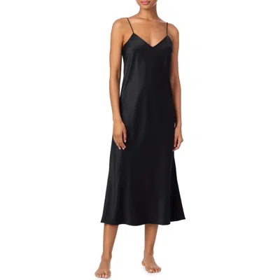 Ralph Lauren Lauren  Sleeveless Satin Ballet Nightgown In Black