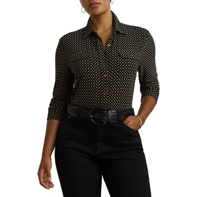 Ralph Lauren Lauren  Slim Fit Jersey Button-up Shirt In Multi