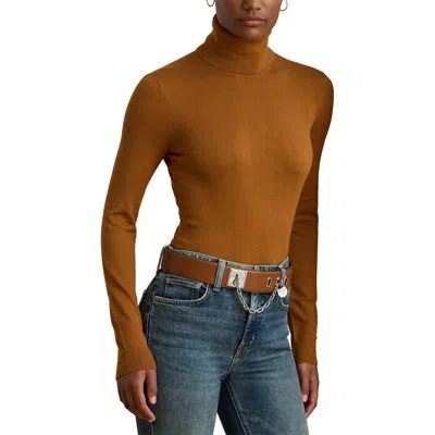 Ralph Lauren Lauren  Slim Turtleneck Sweater In Brown