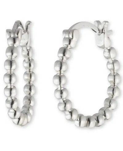 Ralph Lauren Lauren  Small Beaded Hoop Earrings In Sterling Silver, 0.63"
