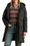 Ralph Lauren Lauren  Soft Quilted Hooded Longline Coat In Black