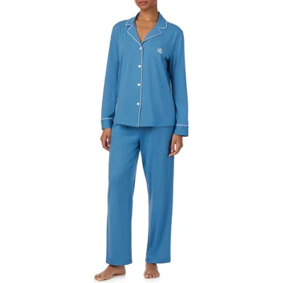 Ralph Lauren Lauren  Solid Cotton & Modal Pajamas In Blue