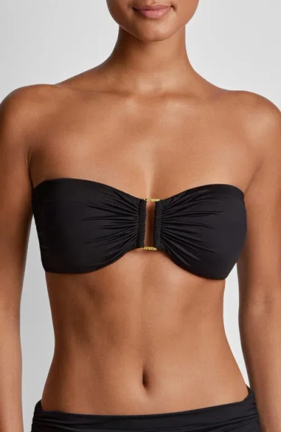 Ralph Lauren Lauren  Solid Metal Accent Bandeau Bikini Top