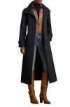 Ralph Lauren Lauren  Stand Collar Trench Coat In Blue