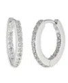 Ralph Lauren Sterling Silver And Cubic Zirconia Huggie Hoop Earring In Silver
