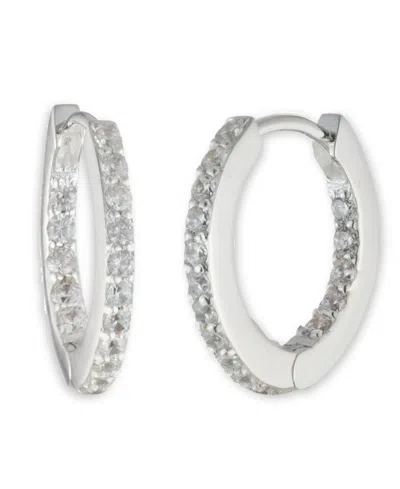 Ralph Lauren Sterling Silver And Cubic Zirconia Huggie Hoop Earring