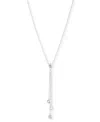 Polo Ralph Lauren Lauren Ralph Lauren Sterling Silver Cubic Zirconia & Chain Fringe Lariat Necklace, 18" + 3" Extender In White