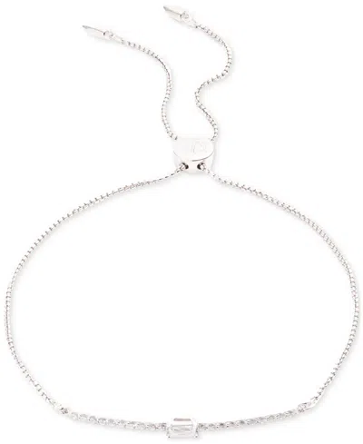 Polo Ralph Lauren Lauren Ralph Lauren Sterling Silver Cubic Zirconia Slider Bracelet In White