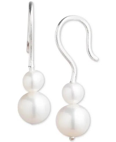 Ralph Lauren Lauren  Sterling Silver Genuine Freshwater Pearl Drop Earrings In White