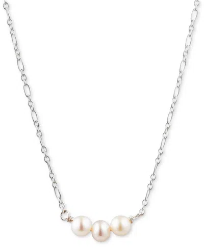 Ralph Lauren Lauren  Sterling Silver Genuine Freshwater Pearl Statement Necklace, 18"+ 3" Extender In White