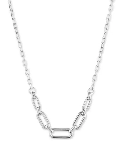 Ralph Lauren Lauren  Sterling Silver Link Frontal Necklace In Metallic
