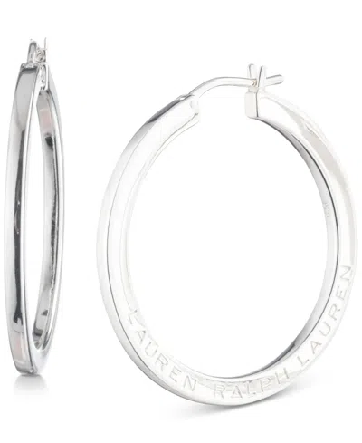 Polo Ralph Lauren Lauren Ralph Lauren Sterling Silver Medium Logo-etched Intertwined Hoop Earrings, 1.4"