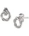 Polo Ralph Lauren Lauren Ralph Lauren Sterling Silver Pave Open Knot Stud Earrings In Silver