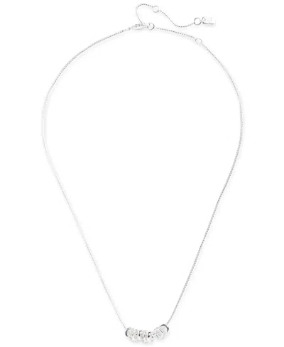 Polo Ralph Lauren Lauren Ralph Lauren Sterling Silver Pave Rondelle Bead Statement Necklace, 15" + 3" Extender In Crystal Wh