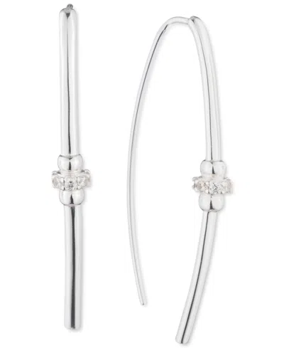 Polo Ralph Lauren Lauren Ralph Lauren Sterling Silver Pave Rondelle Bead Threader Earrings In Crystal Wh
