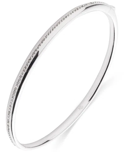 Ralph Lauren Lauren  Sterling Silver Pave Sculpted Bangle Bracelet In Metallic