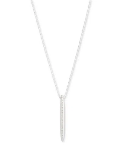 Ralph Lauren Lauren  Sterling Silver Pave Sculpted Bar 40" Adjustable Pendant Necklace In Metallic