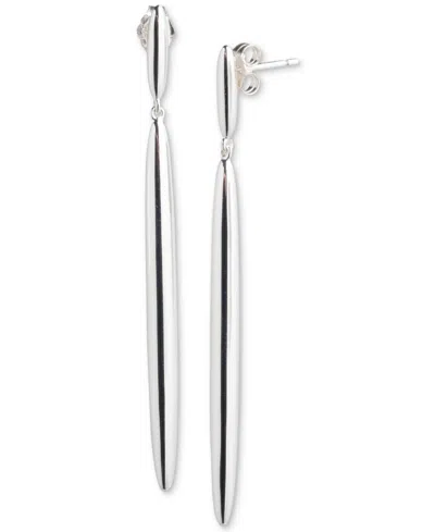 Ralph Lauren Lauren  Sterling Silver Sculpted Bar Linear Drop Earrings In White