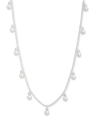 Ralph Lauren Lauren  Sterling Silver Shaky White Pearl (6mm) 17" Collar Necklace