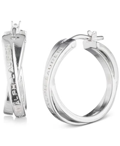 Polo Ralph Lauren Lauren Ralph Lauren Sterling Silver Small Logo-etched Intertwined Hoop Earrings, 0.77"