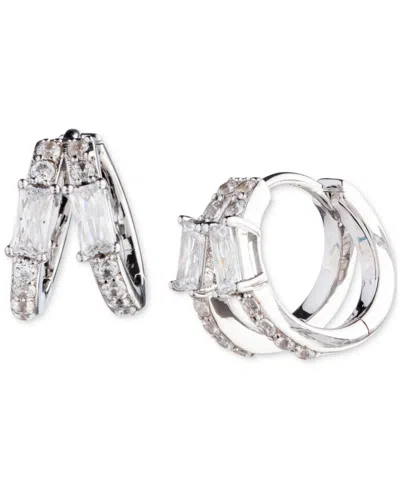 Polo Ralph Lauren Lauren Ralph Lauren Sterling Silver Small Mixed-cut Cubic Zirconia Split-hoop Earrings, 0.55" In White