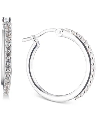 Polo Ralph Lauren Lauren Ralph Lauren Sterling Silver Small Pave Hoop Earrings, 0.79" In Crystal Wh