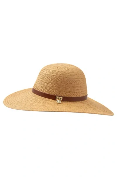 Ralph Lauren Lauren  Straw Sunhat With Padlock Charm In Brown