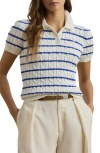 Ralph Lauren Womens Striped Cable Knit Cotton Polo Sweater P Xs 3x
