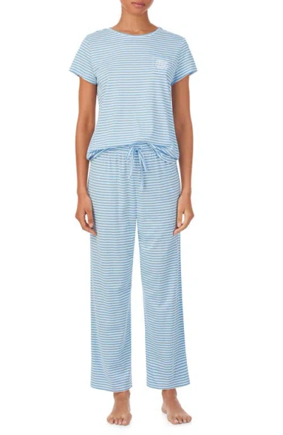 Ralph Lauren Lauren  Stripe Cotton Blend Pajamas In Blue Stripe