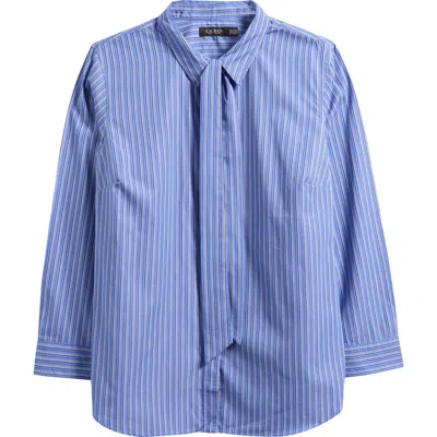 Ralph Lauren Lauren  Stripe Cotton Button-up Shirt With Removable Tie In Multi
