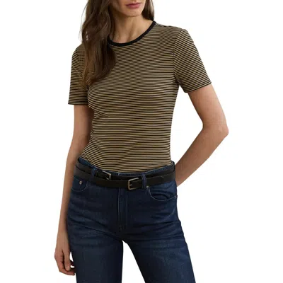 Ralph Lauren Lauren  Stripe Cotton Ringer T-shirt In Green