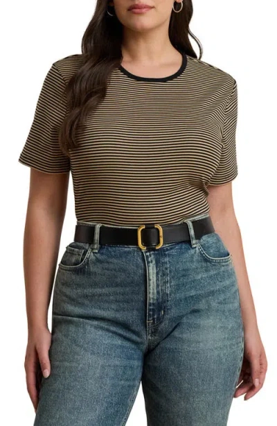 Ralph Lauren Lauren  Stripe Cotton Ringer T-shirt In Green