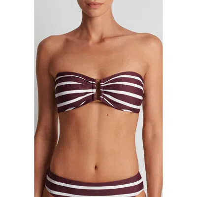 Ralph Lauren Lauren  Stripe Metal Accent Bandeau Bikini Top