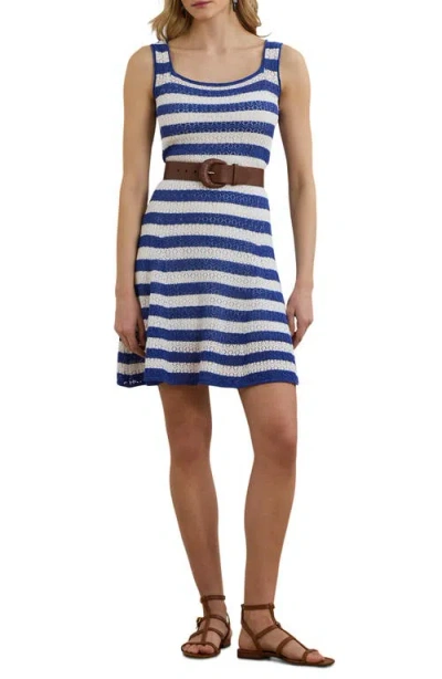 Ralph Lauren Lauren  Stripe Pointelle Stitch Tank Dress