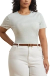 Ralph Lauren Plus Size Striped Stretch Cotton Crewneck Tee