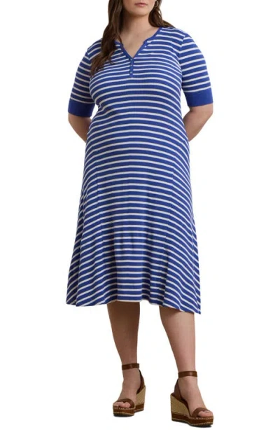 Ralph Lauren Lauren  Stripe Waffle Knit Henley Dress