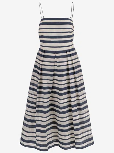 Ralph Lauren Striped Satin Sleeveless Cocktail Dress In Multi