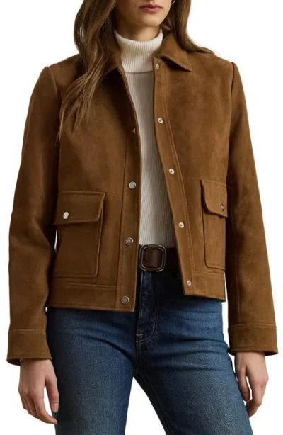 Ralph Lauren Lauren  Suede Jacket In Brown